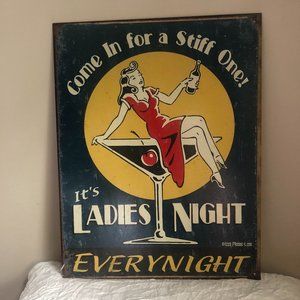 Vintage Blue metal "Ladies Night" BAR Sign